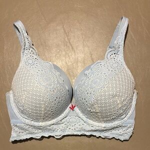 Lace Overlay Light Blue Woman's Bra